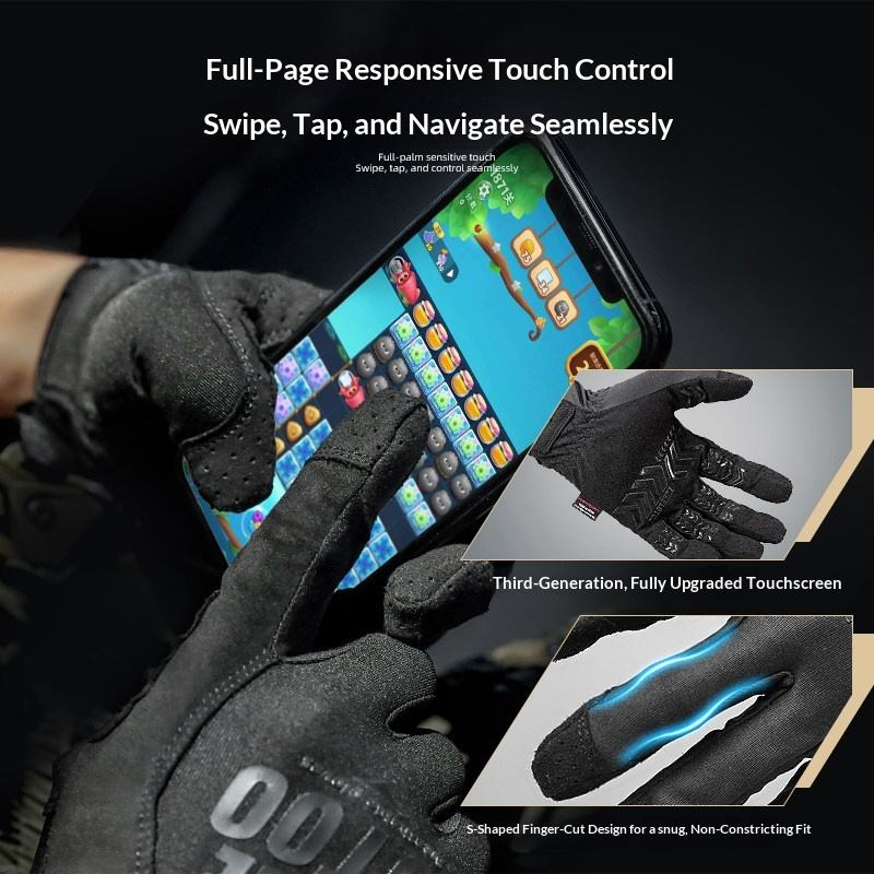 Zunelotoo Ultra-Thin Tactical Gloves Men Outdoor Cycling Full-Finger Breathable Touchscreen-Compatible Palm Non-Slip