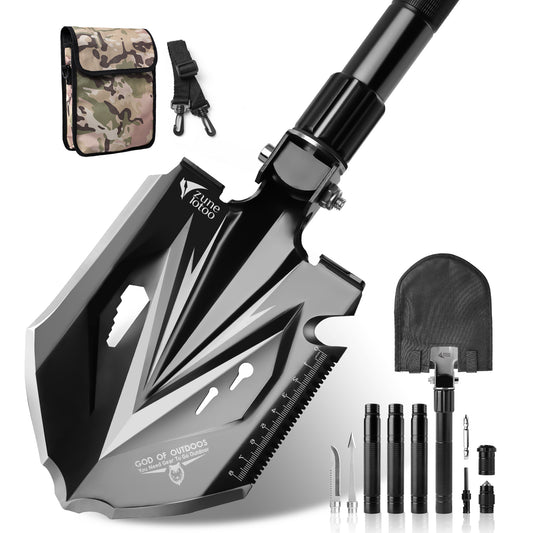 Zune Lotoo Tactical Shovel Survival Tool, 18 in 1 Small Camping Shovel