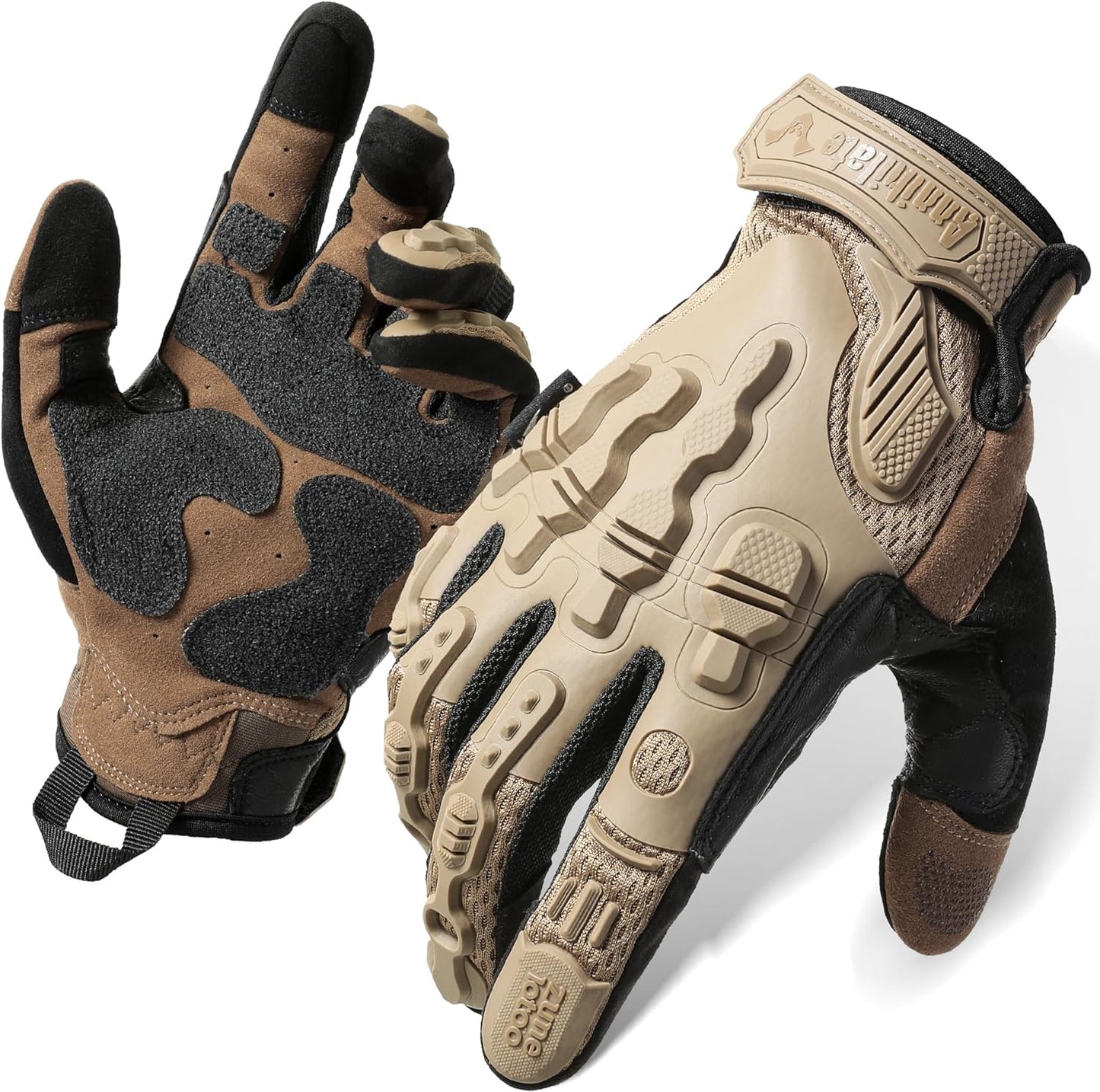 ZUNE LOTOO Touchscreen Tactical Gloves Men with Kevlar-Lined & TPR Impact Protection for Motorcycle Paintball Airsoft Range Riding