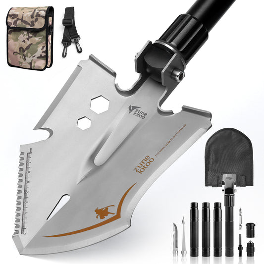 Zune Lotoo Tactical Shovel Survival Tool 15 in 1 Folding Camping Shovel Military Grade High Carbon Steel