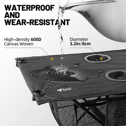 Zune Lotoo Portable Folding Camping Table with Drink Holder & Mesh Storage