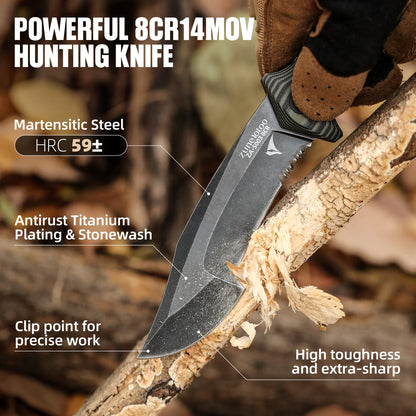 ZUNE LOTOO Full Tang Fixed Blade Tactical Knife for Men
