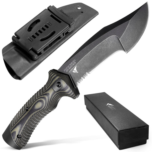 ZUNE LOTOO Full Tang Fixed Blade Tactical Knife for Men